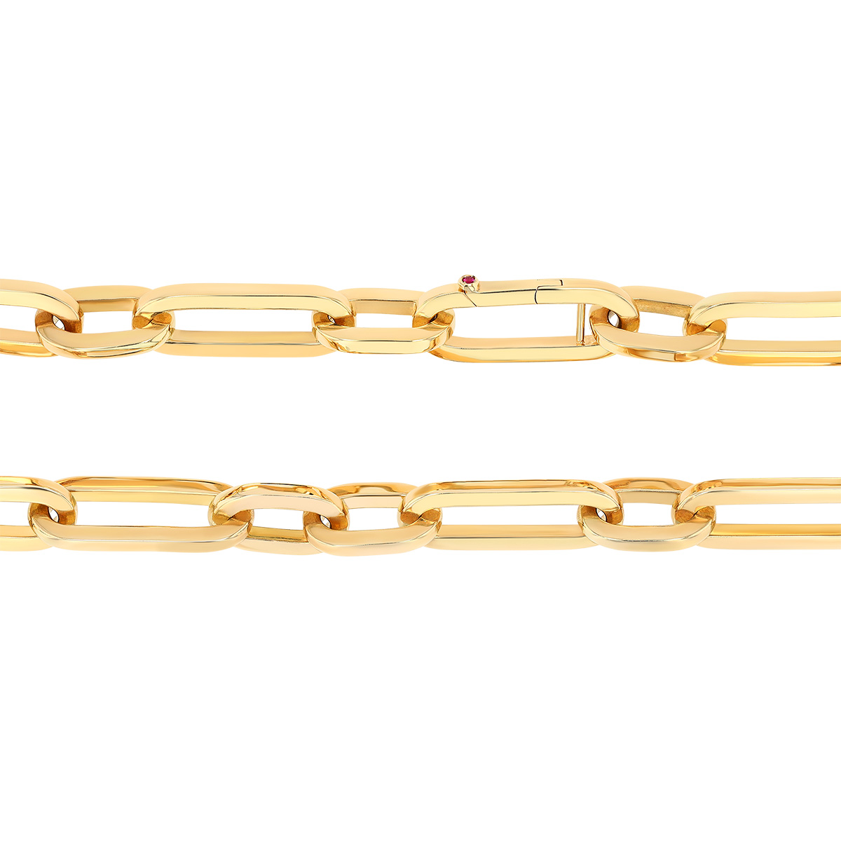 Roberto Coin Yellow Gold Chunky Paperclip & Round Link Chain Necklace