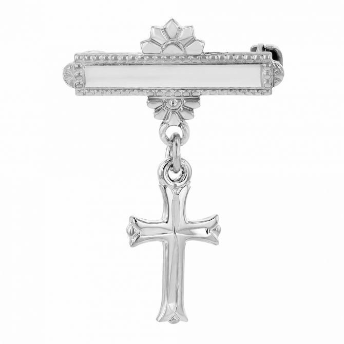 Sterling Silver Bar & Cross Charm Pin