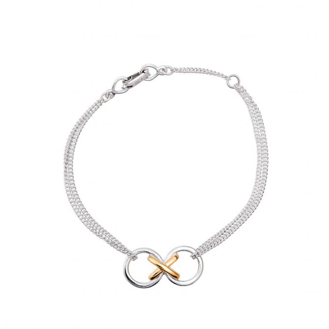 TANE Mexico 1942 X Bracelet in Sterling Silver & Gold Vermeil