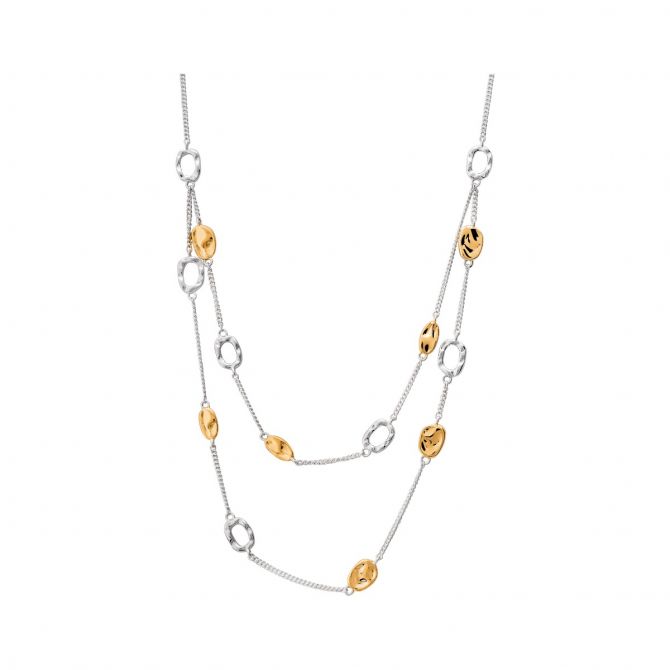TANE Mexico 1942 Caminos Sterling Silver & Yellow Gold Vermeil Double Strand Necklace, 22"