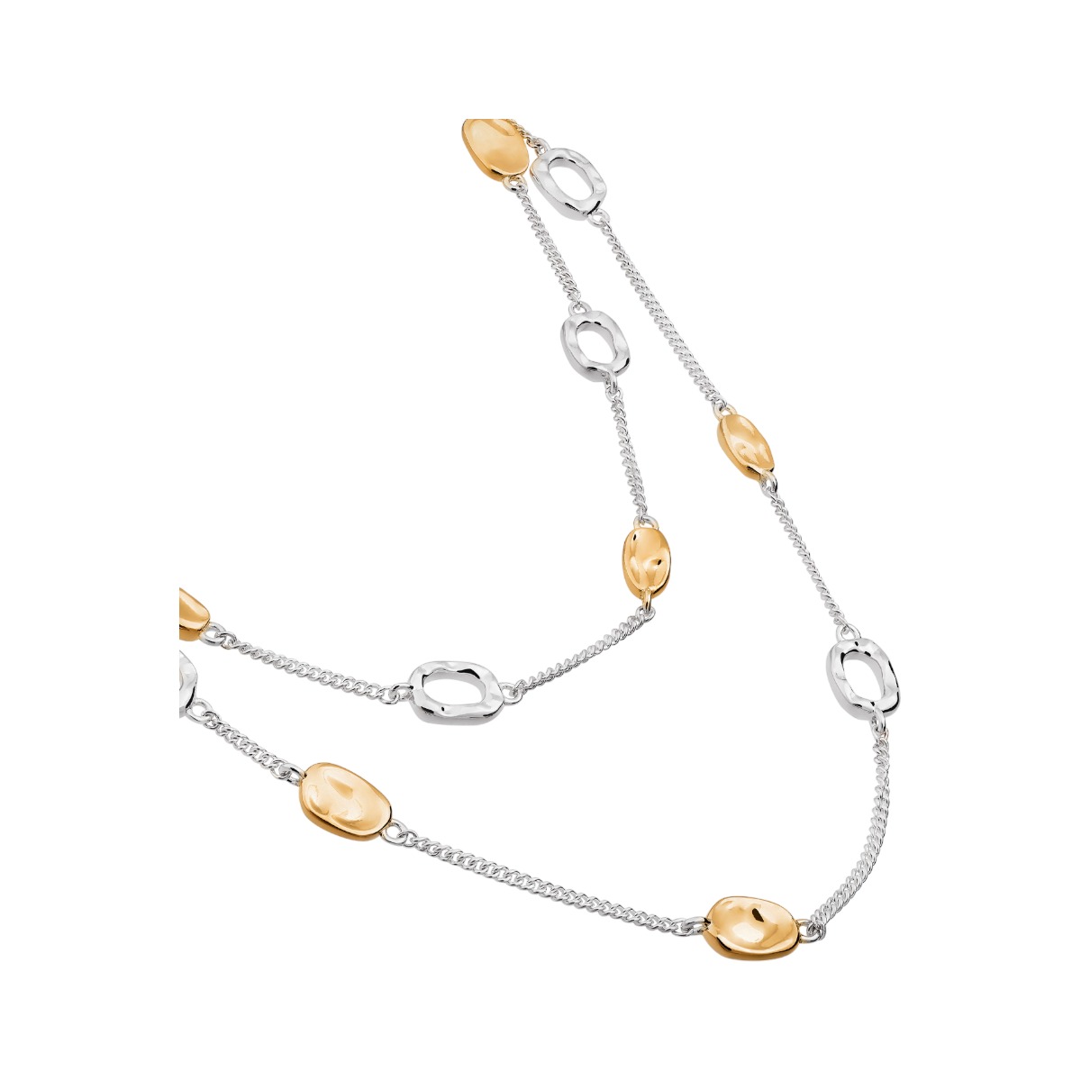TANE Mexico 1942 Caminos Sterling Silver & Yellow Gold Vermeil Double Strand Necklace, 22