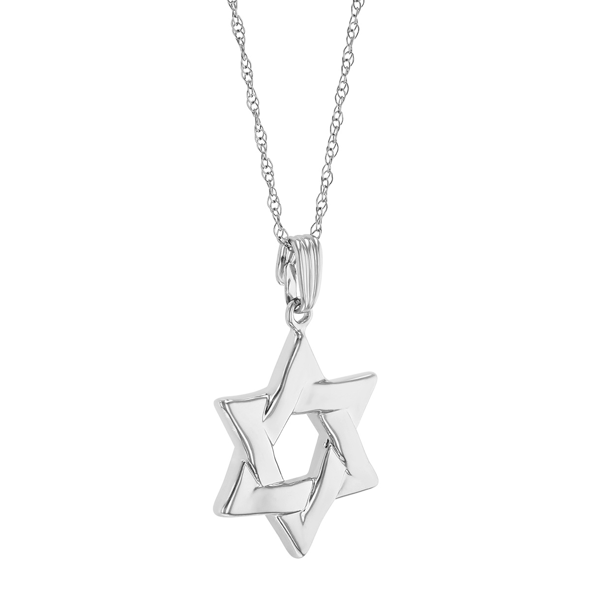 White Gold Woven Star of David Pendant, 18