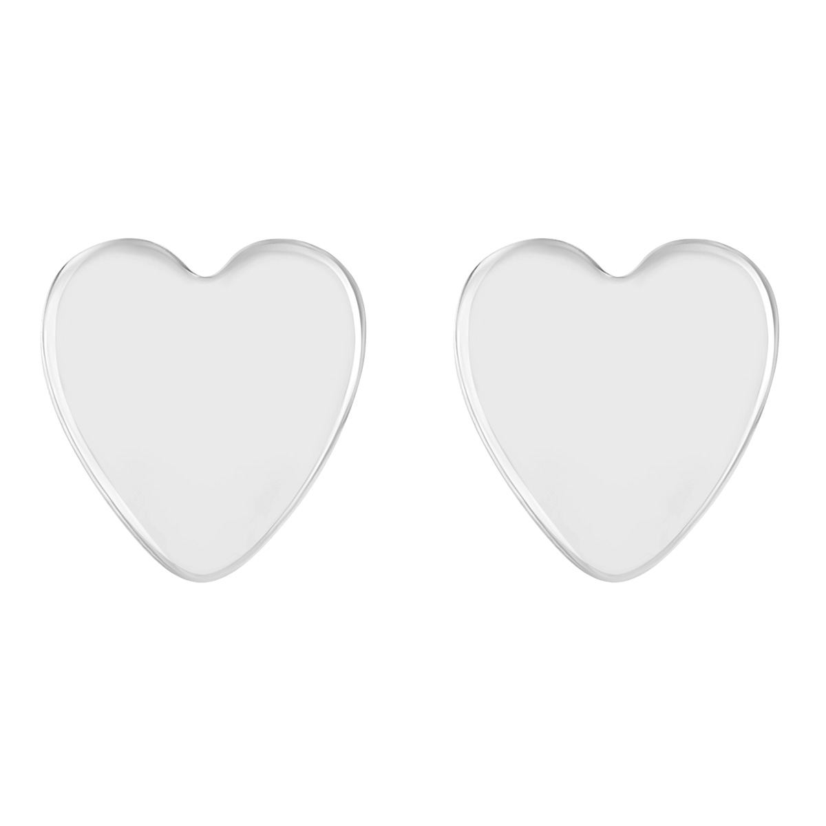 White Gold Flat Heart Stud Earrings