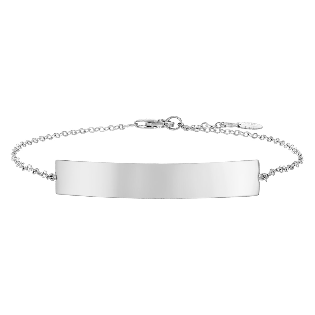 White Gold Engravable Bar Bracelet, 7.5