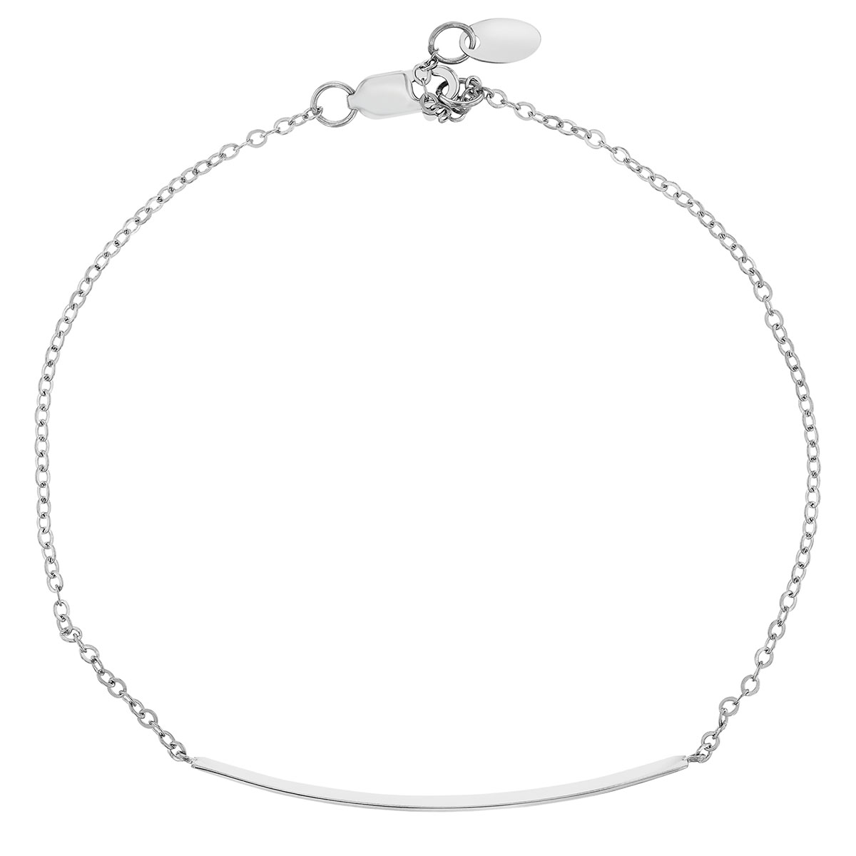 White Gold Engravable Bar Bracelet, 7.5