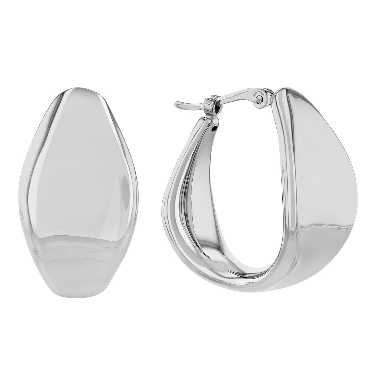 White Gold Graduated Puff Hoop Earrings Borsheims