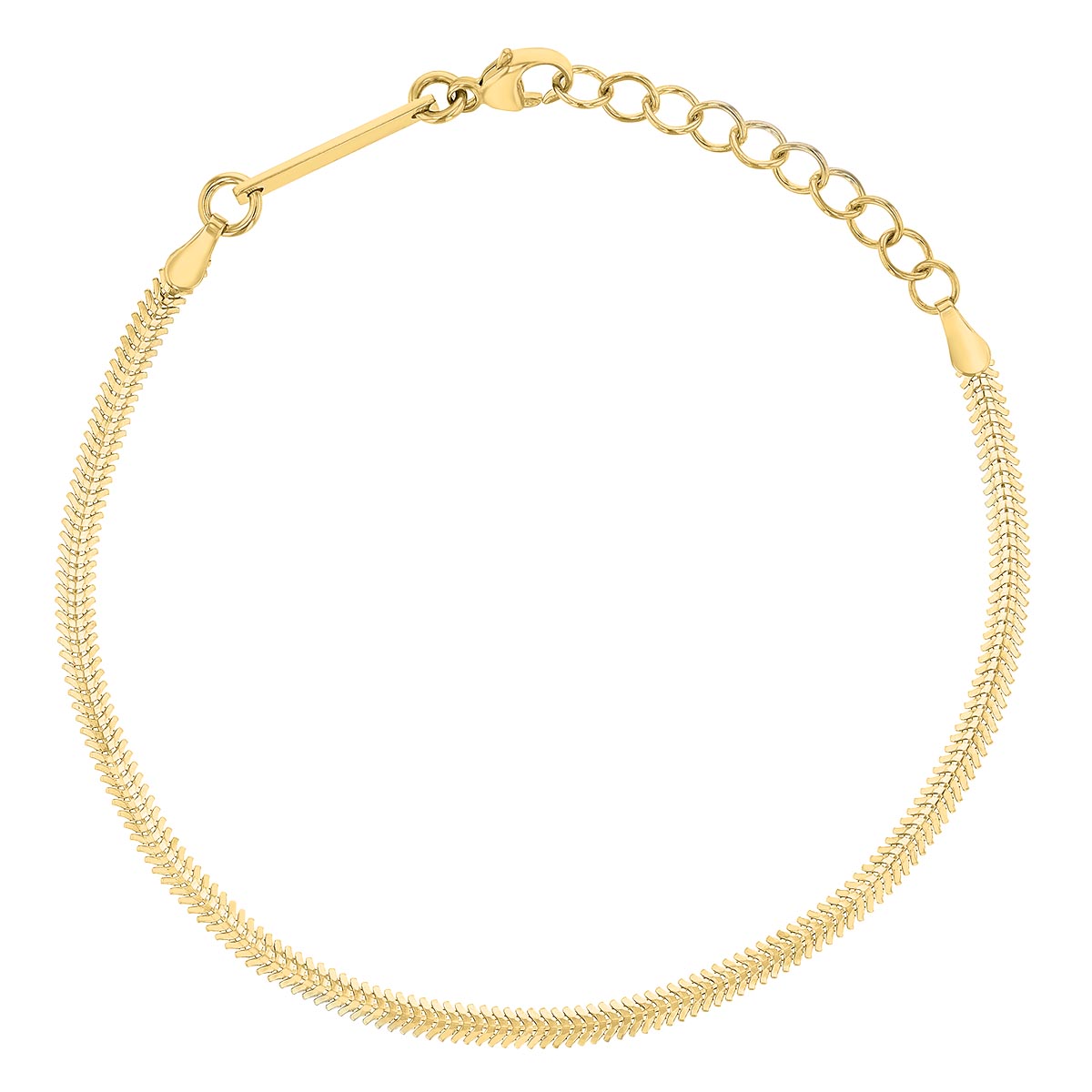 Zoe Chicco Yellow Gold Small Oval Snake Chain Bracelet, 7