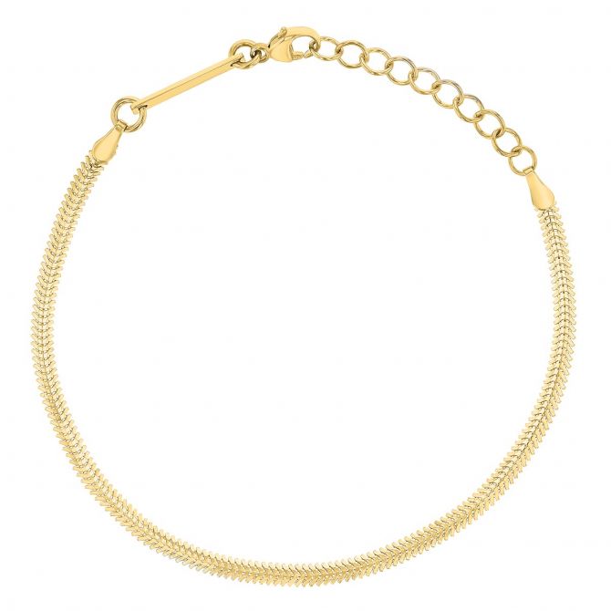 Zoe Chicco Yellow Gold Small Oval Snake Chain Bracelet, 7"