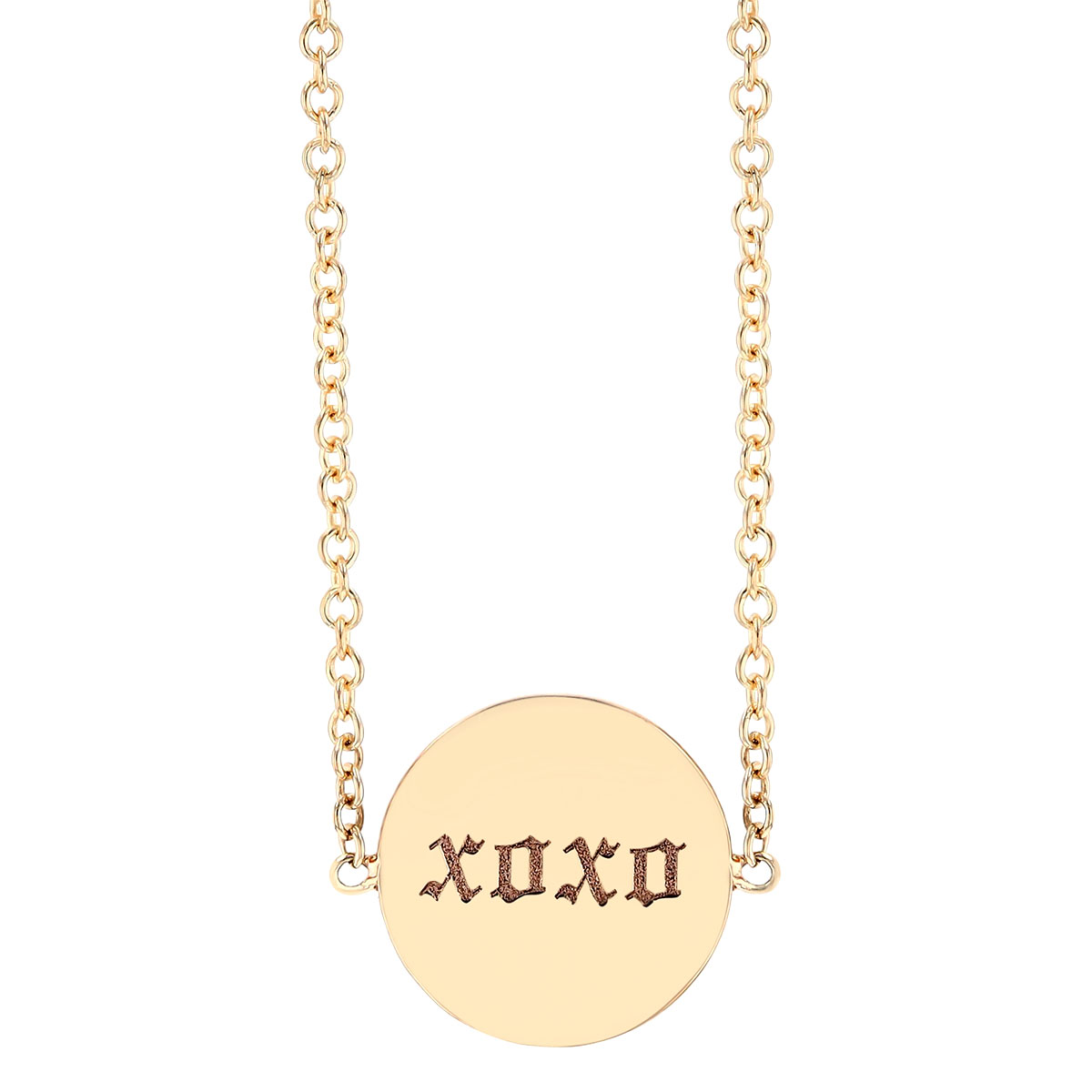 Zoe Chicco Yellow Gold Love & XOXO Flip Disc Pendant, 16