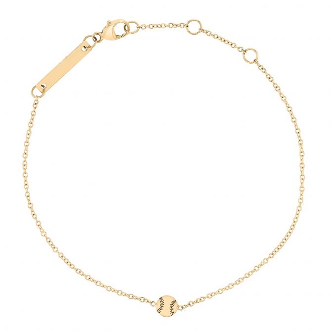 Zoe Chicco Yellow Gold Itty Bitty Baseball Bracelet, 7"