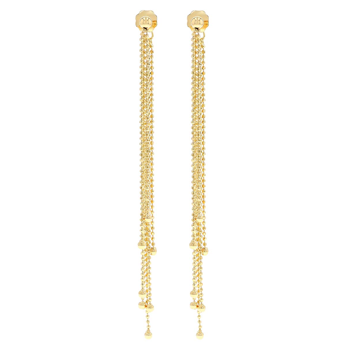 Yellow Gold Double Sided Chain Drop Earrings
