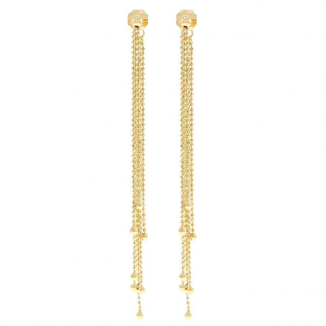 Front-To-Back Bead Chain Dangle Earrings Solid 14K Yellow Gold– Vintage  Magnality