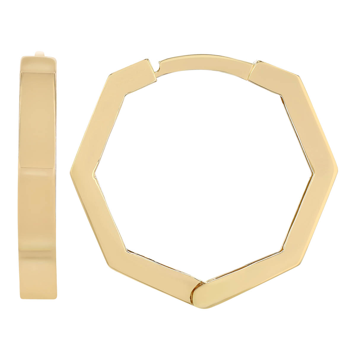 Yellow Gold Hexagon Hoop Earrings