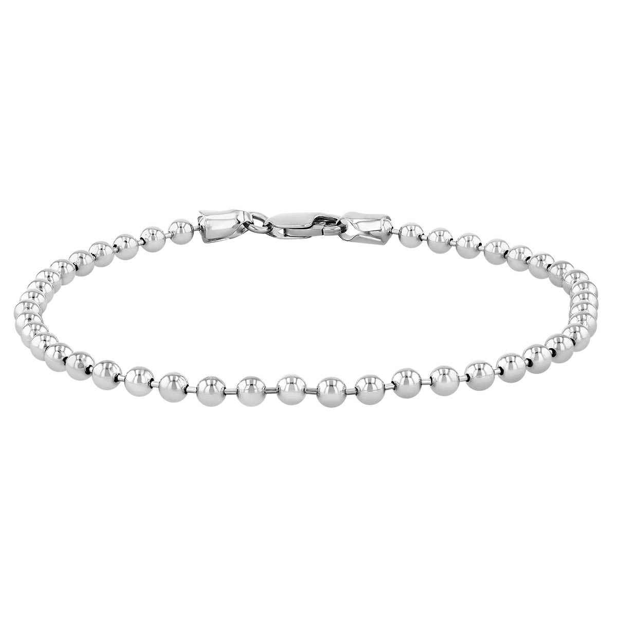 White Gold 3.5 mm Bead Chain Bracelet, 8.5" Borsheims