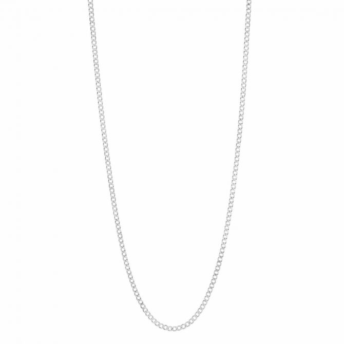 White Gold 1.95 mm Curb Chain Necklace, 16"