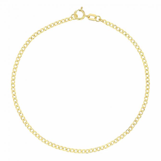 Yellow Gold 1.95 mm Curb Chain Bracelet, 7.25"