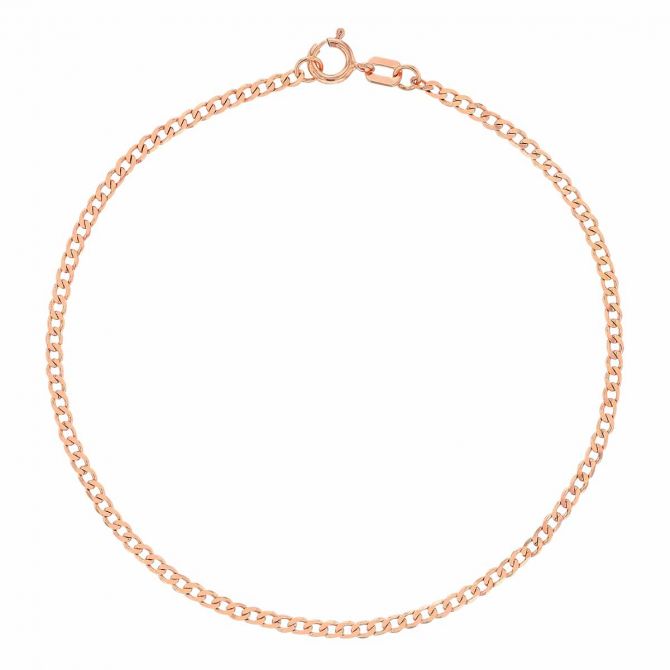 Rose Gold 1.95 mm Curb Chain Bracelet, 7.25"