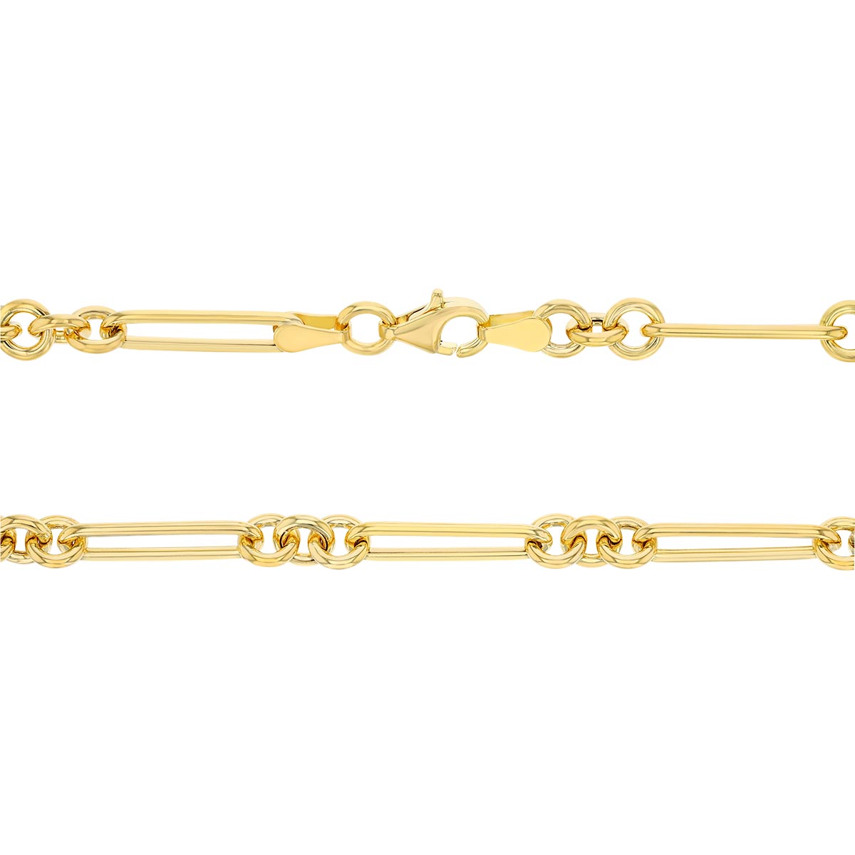 Yellow Gold Alternating Paperclip & Round Link Chain Necklace, 18