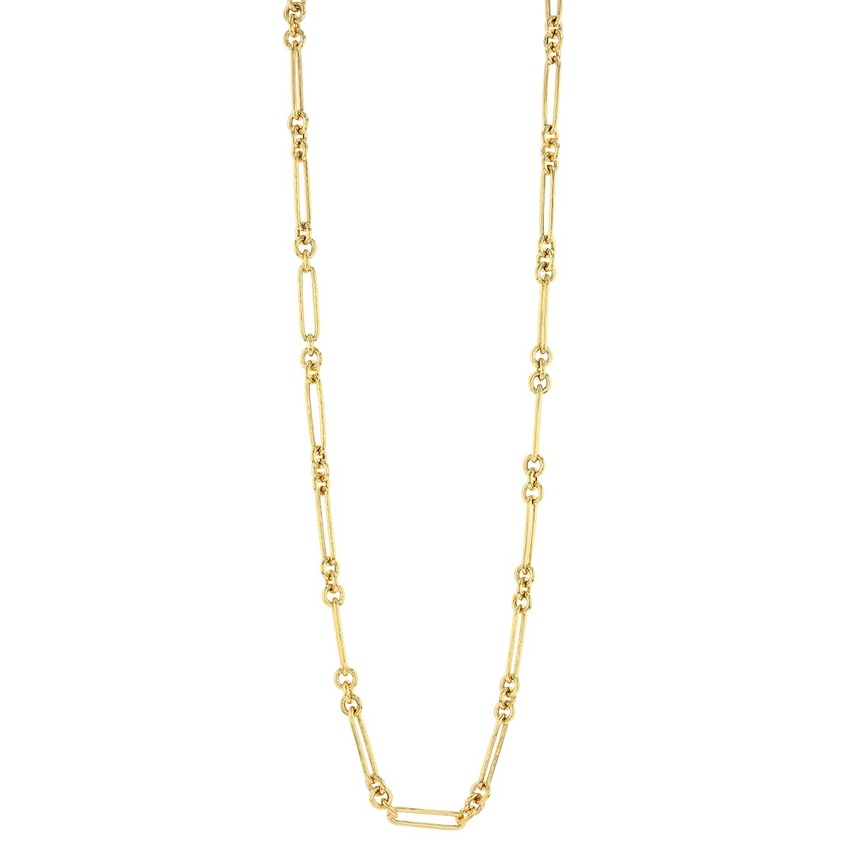 Yellow Gold Alternating Paperclip & Round Link Chain Necklace, 20