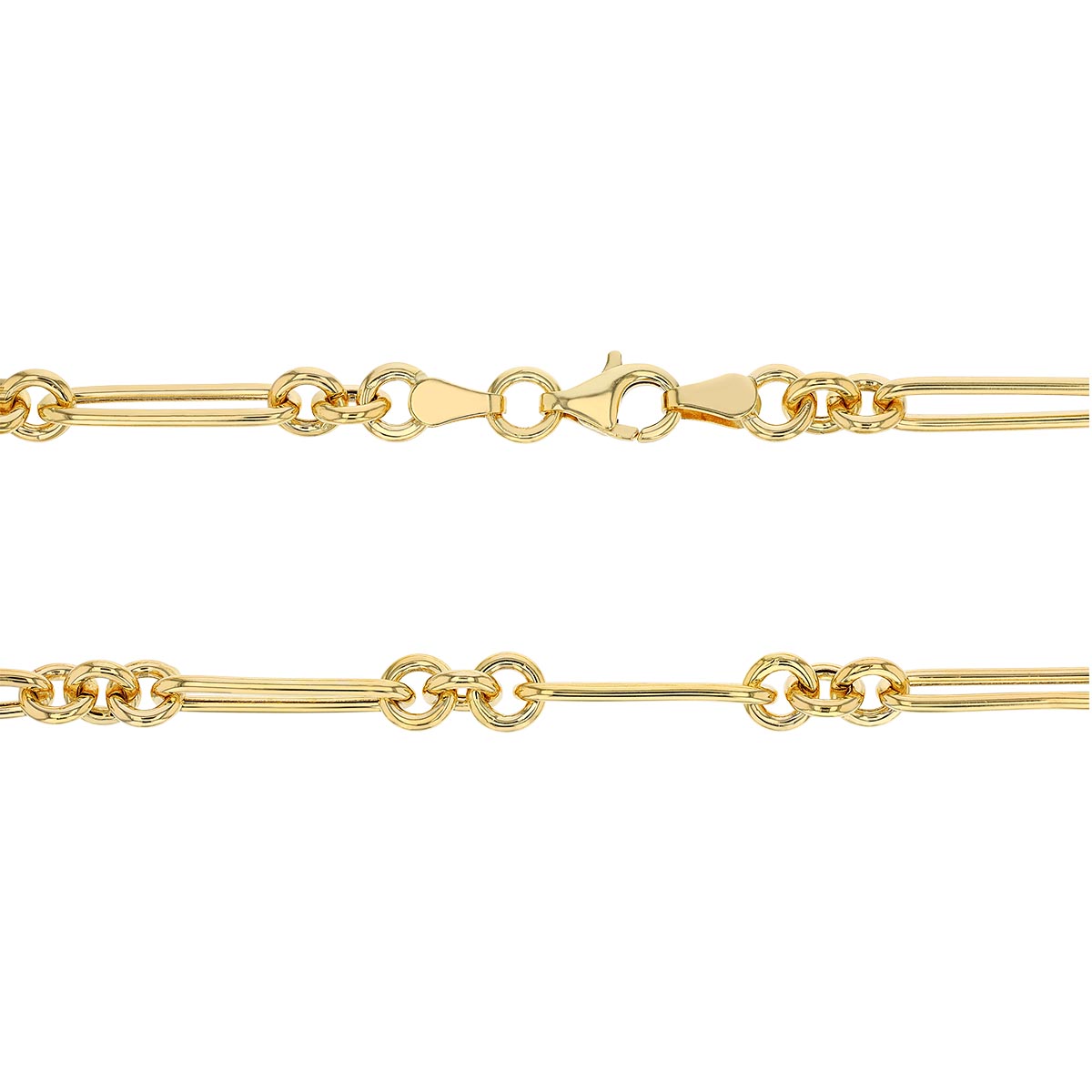 Yellow Gold Alternating Paperclip & Round Link Chain Necklace, 20