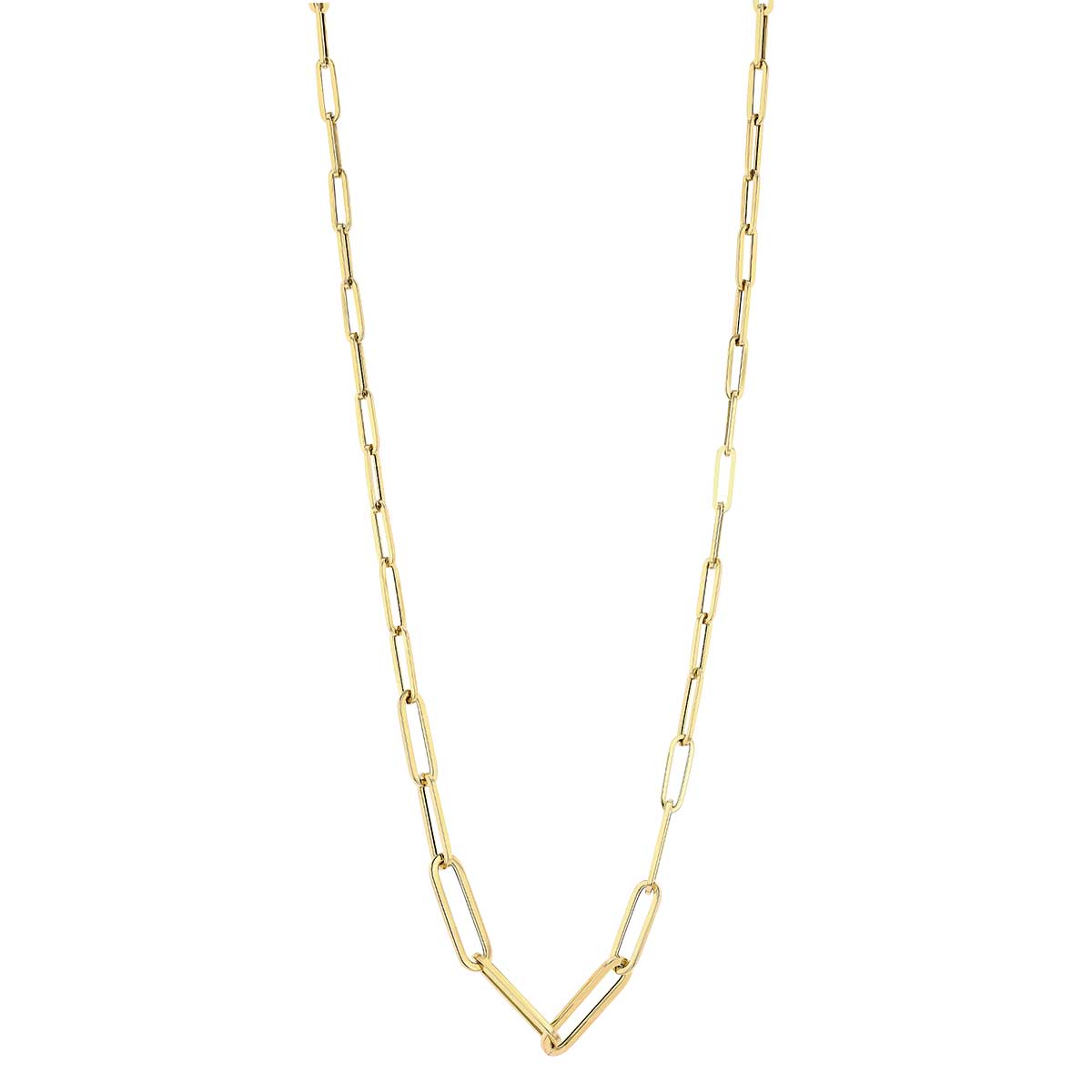 Roberto Coin Oro Classic Yellow Gold Paperclip Graduated Link Chain Necklace, 17