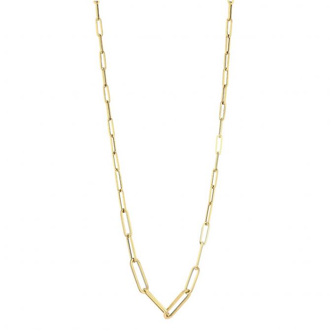 Roberto Coin Oro Classic Yellow Gold Paperclip Graduated Link Chain Necklace, 17"