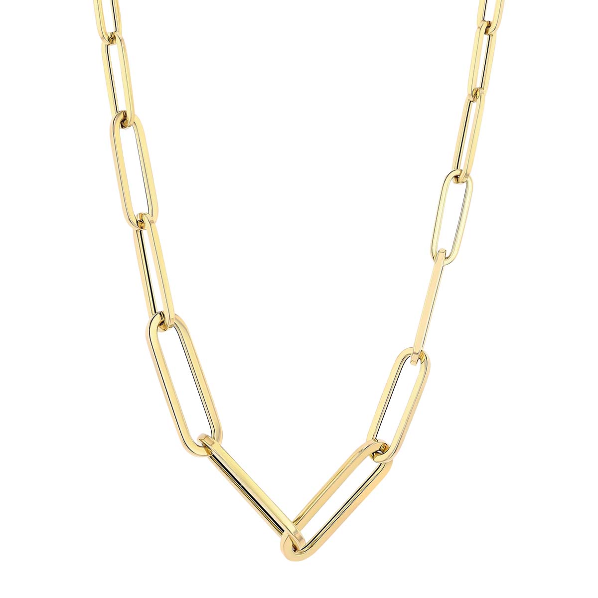 Roberto Coin Oro Classic Yellow Gold Paperclip Graduated Link Chain Necklace, 17