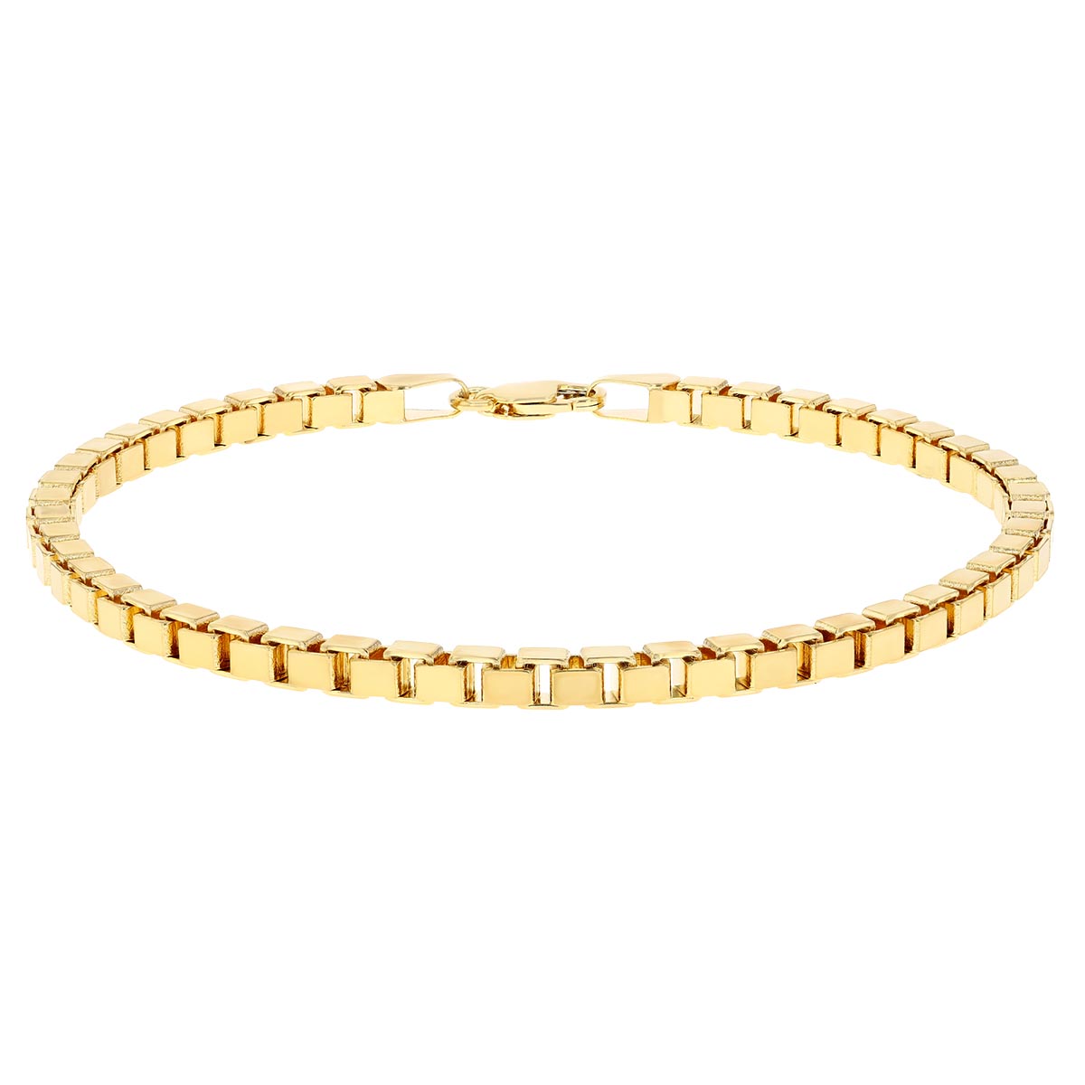 Yellow Gold 3.4 mm Box Chain Bracelet, 8.5