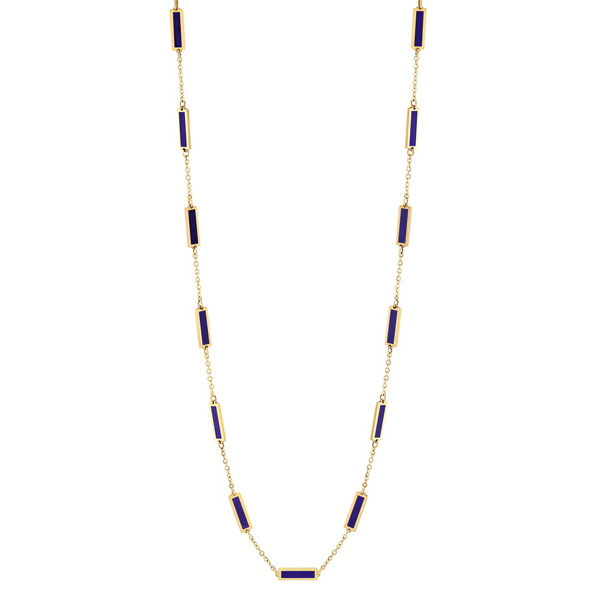 Frederic Sage Purple Enamel Bar Station Necklace in Yellow Gold, 18