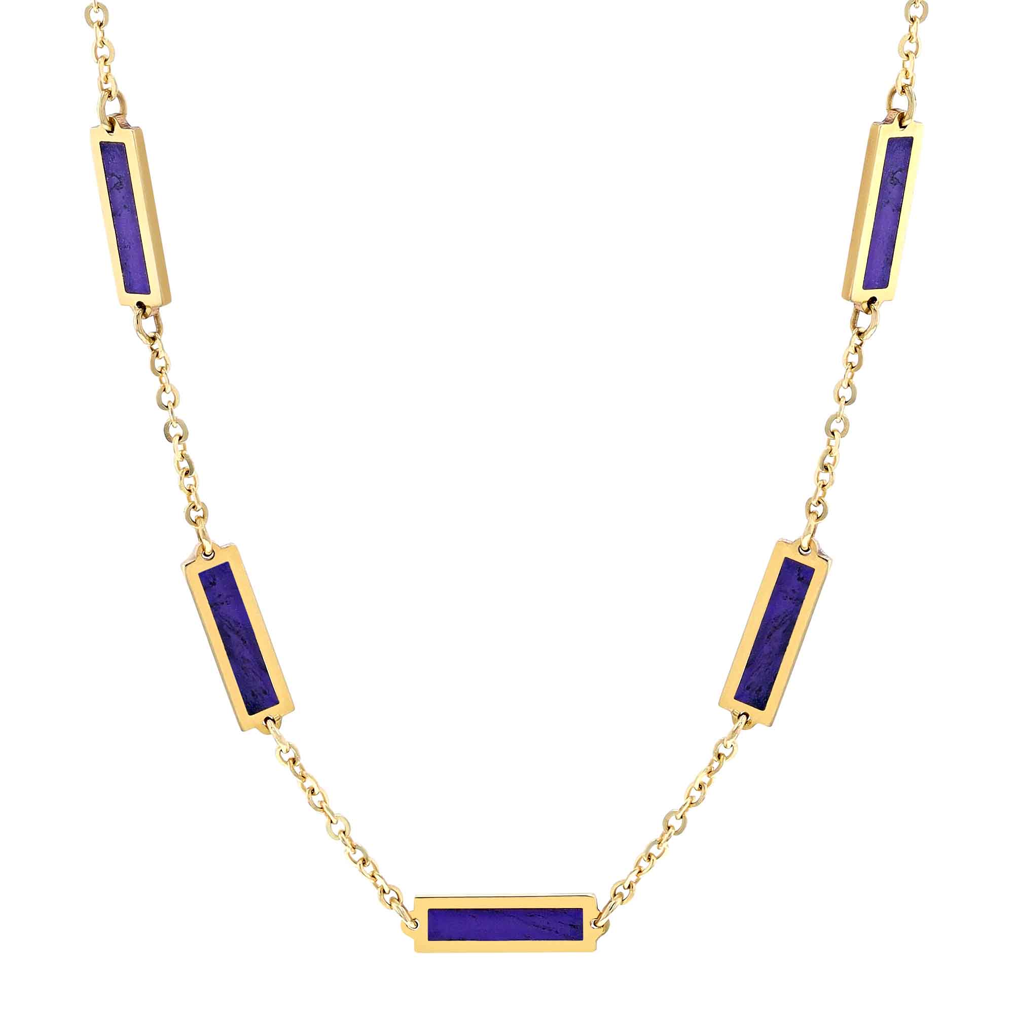 Frederic Sage Purple Enamel Bar Station Necklace in Yellow Gold, 18