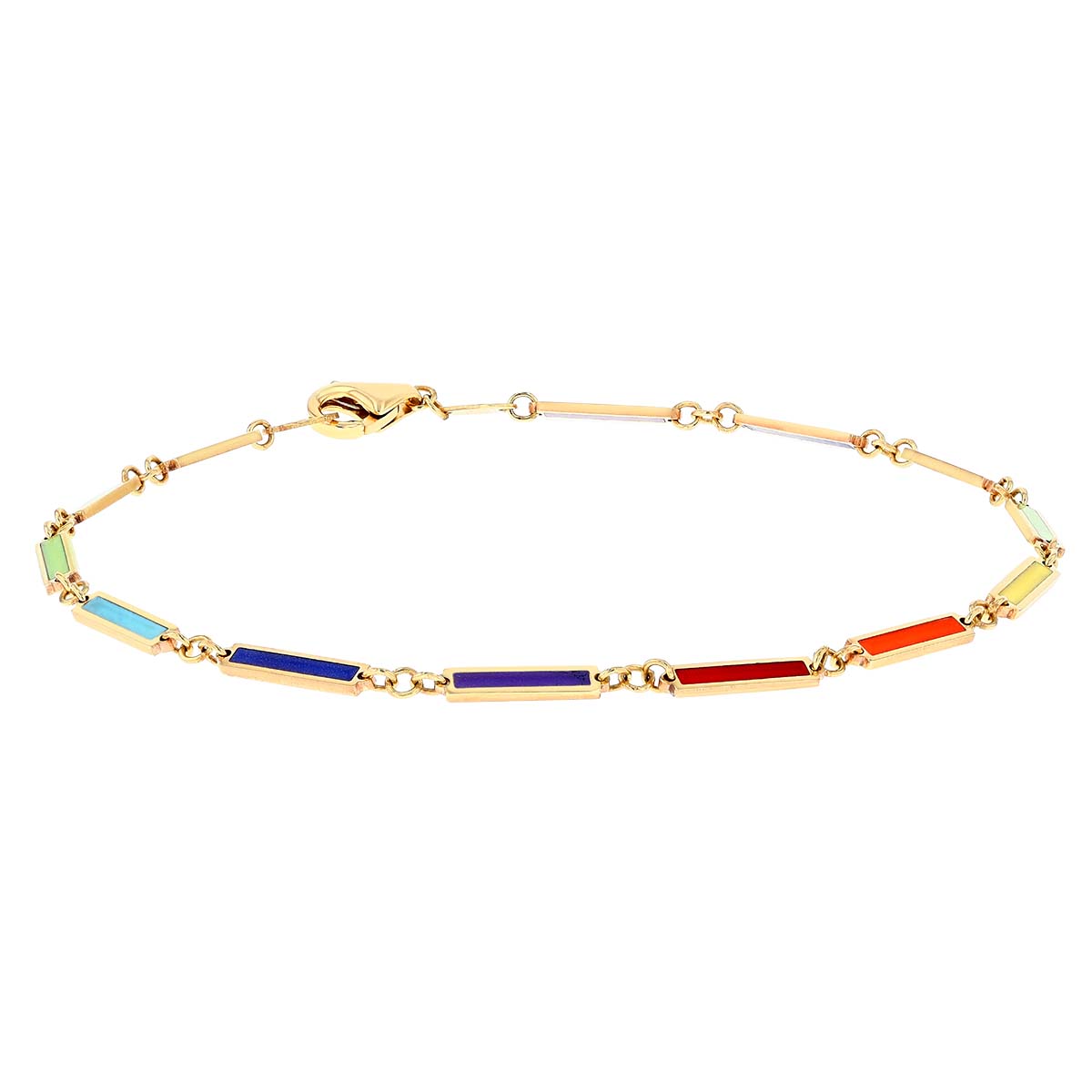 Frederic Sage Rainbow Enamel Bar Bracelet, 7.5