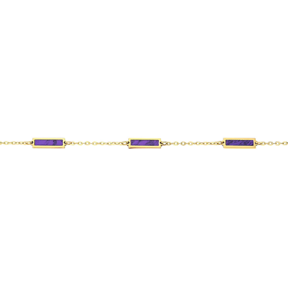 Frederic Sage Purple Enamel Bar Station Bracelet in Yellow Gold, 7
