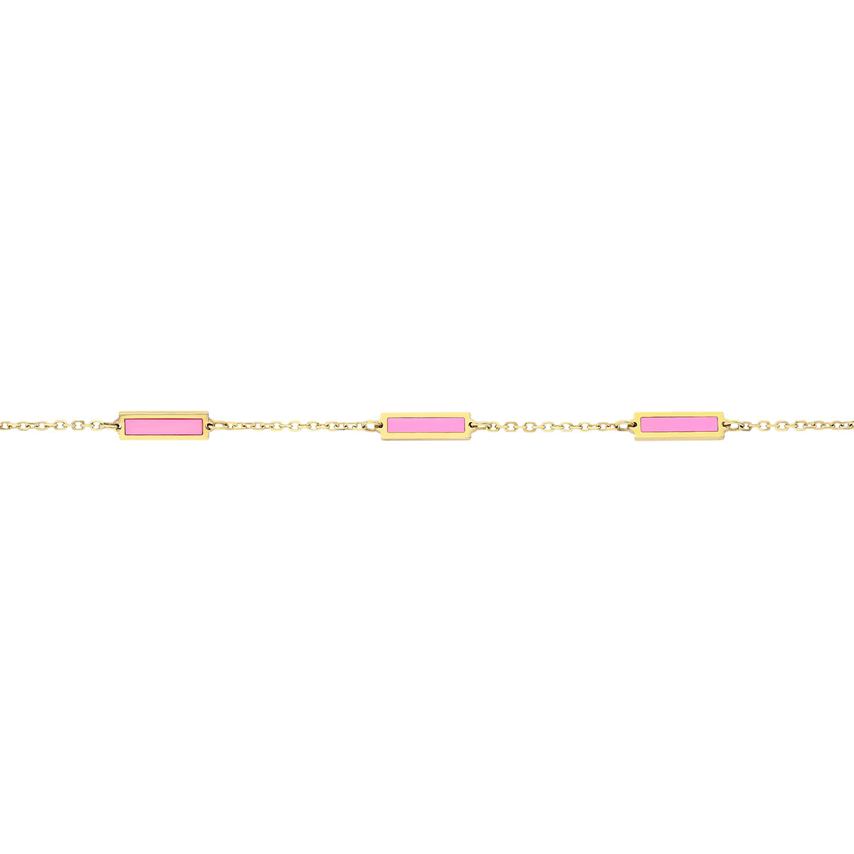 Frederic Sage Pink Enamel Bar Station Bracelet in Yellow Gold, 7