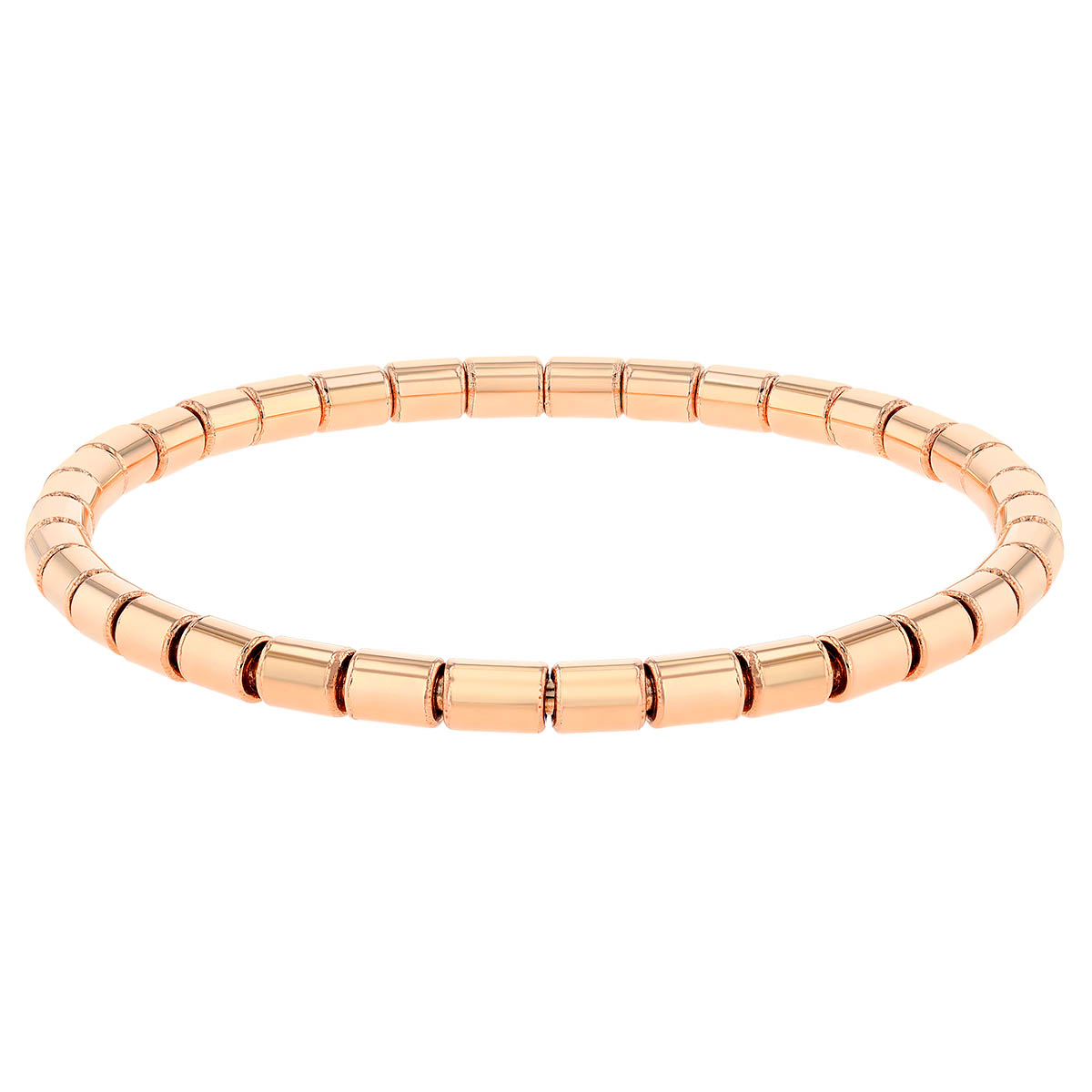 Frederic Sage Tamburo Rose Gold Tube Bead Stretch Bracelet, Large