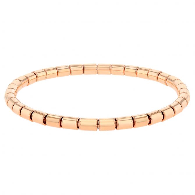 Frederic Sage Tamburo Rose Gold Tube Bead Stretch Bracelet, Large