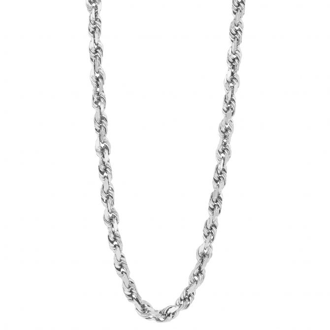 White Gold 4.4 mm Rope Chain, 24"