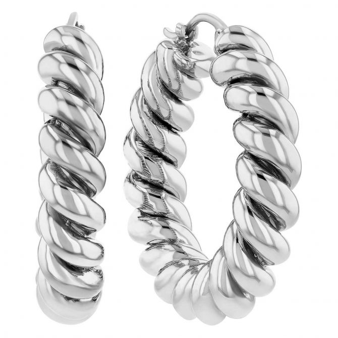Sterling Silver Twisted Hoop Earrings