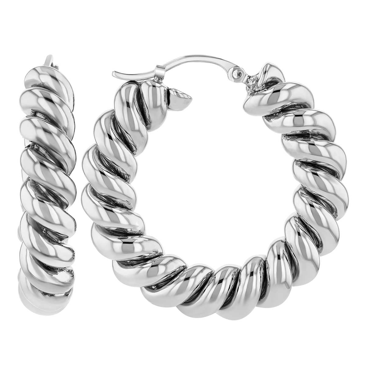 Sterling Silver Twisted Hoop Earrings