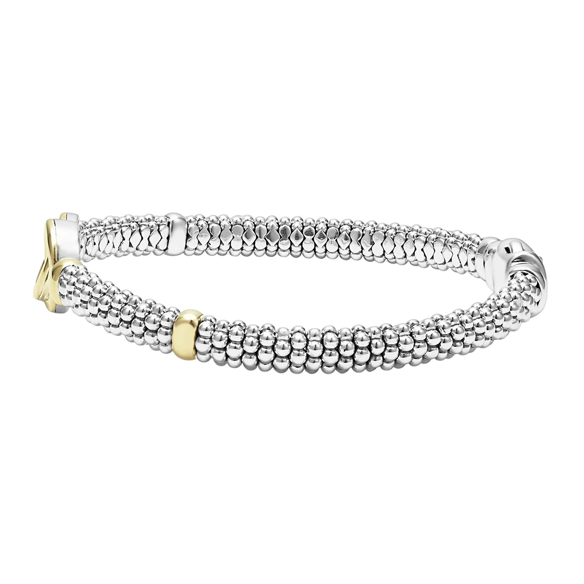 LAGOS Signature Caviar Two-Tone Interlocking Caviar Bracelet, 6 mm