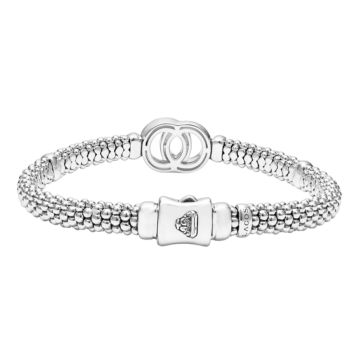 LAGOS Signature Caviar Two-Tone Interlocking Caviar Bracelet, 6 mm