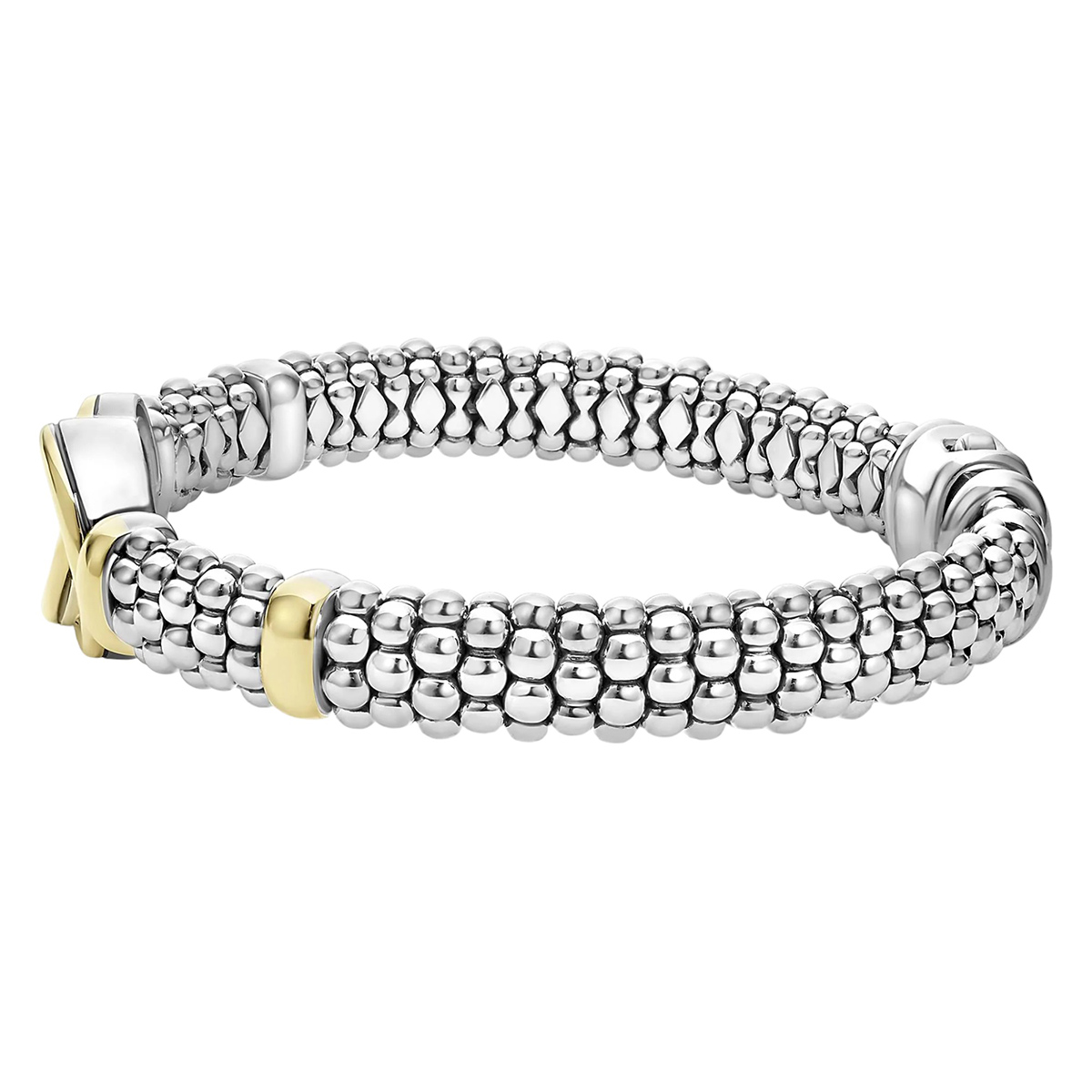 LAGOS Signature Caviar Two-Tone Interlocking Caviar Bracelet, 9 mm