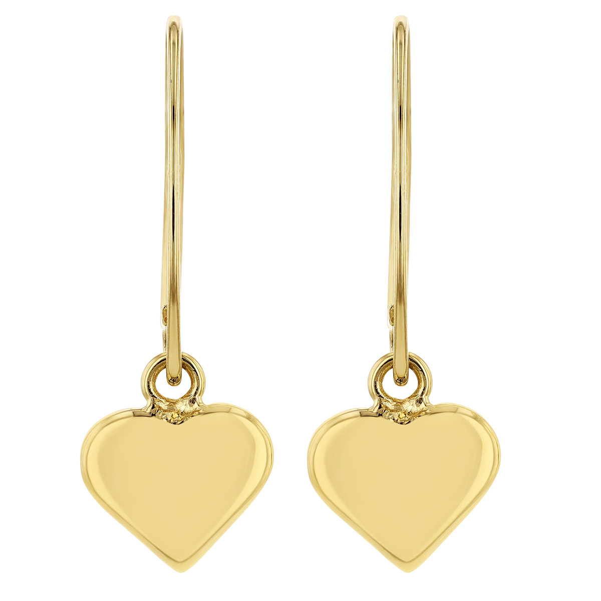Yellow Gold Heart Drop Earrings