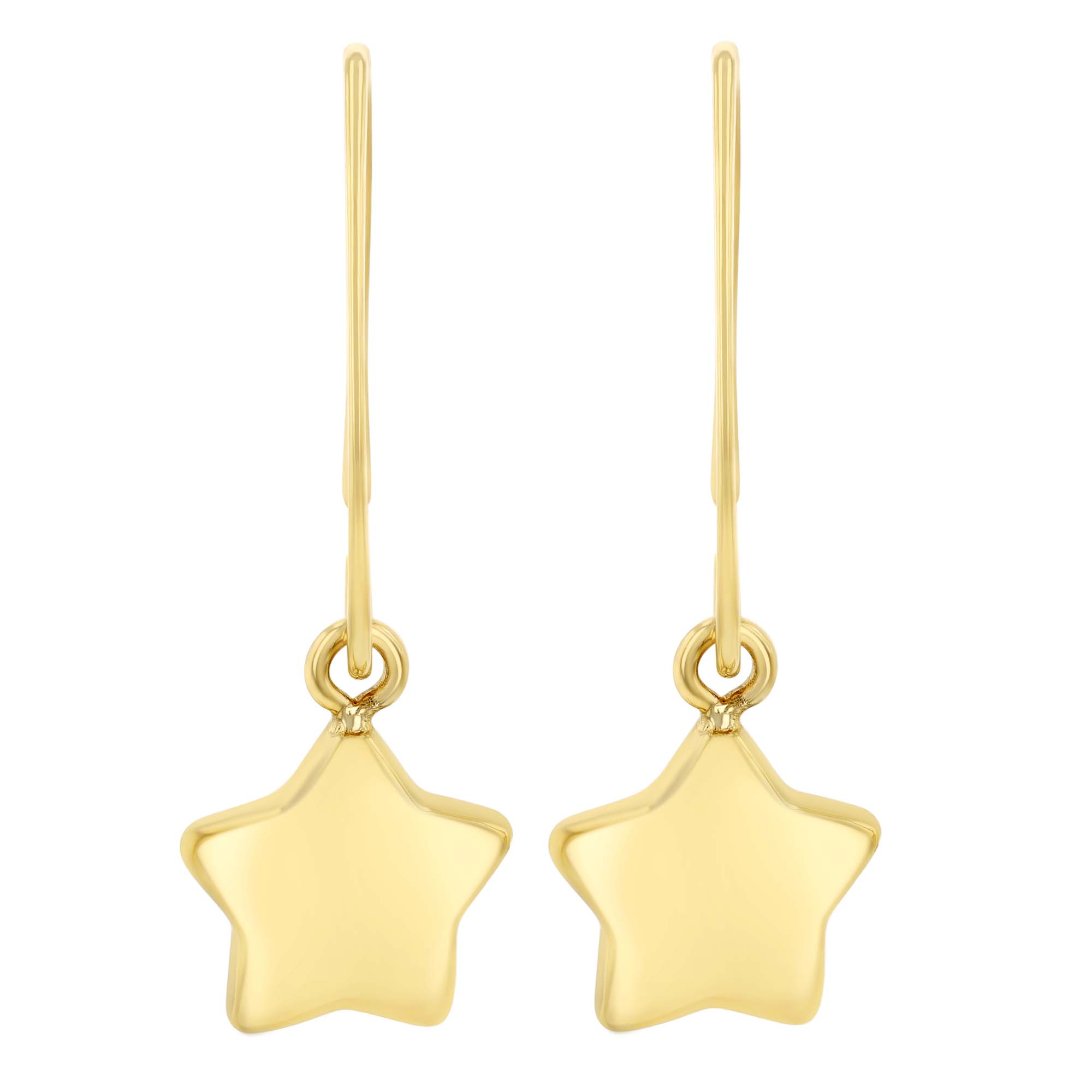 Yellow Gold Star Drop Earrings