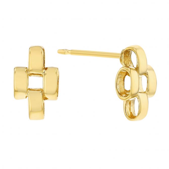 Yellow Gold Link Quartet Stud Earrings