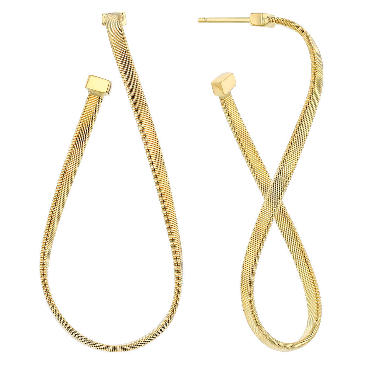 Marco Bicego Marrakech Onde Yellow Gold Twisted Coil Hoop Earrings