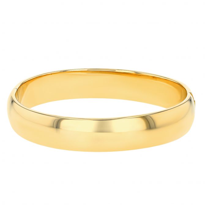 Yellow Gold Rounded Wide Bangle Bracelet