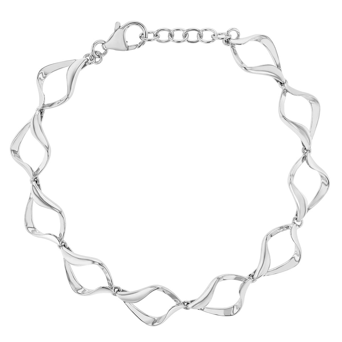 Sterling Silver Open Wave Link Bracelet, 8.5