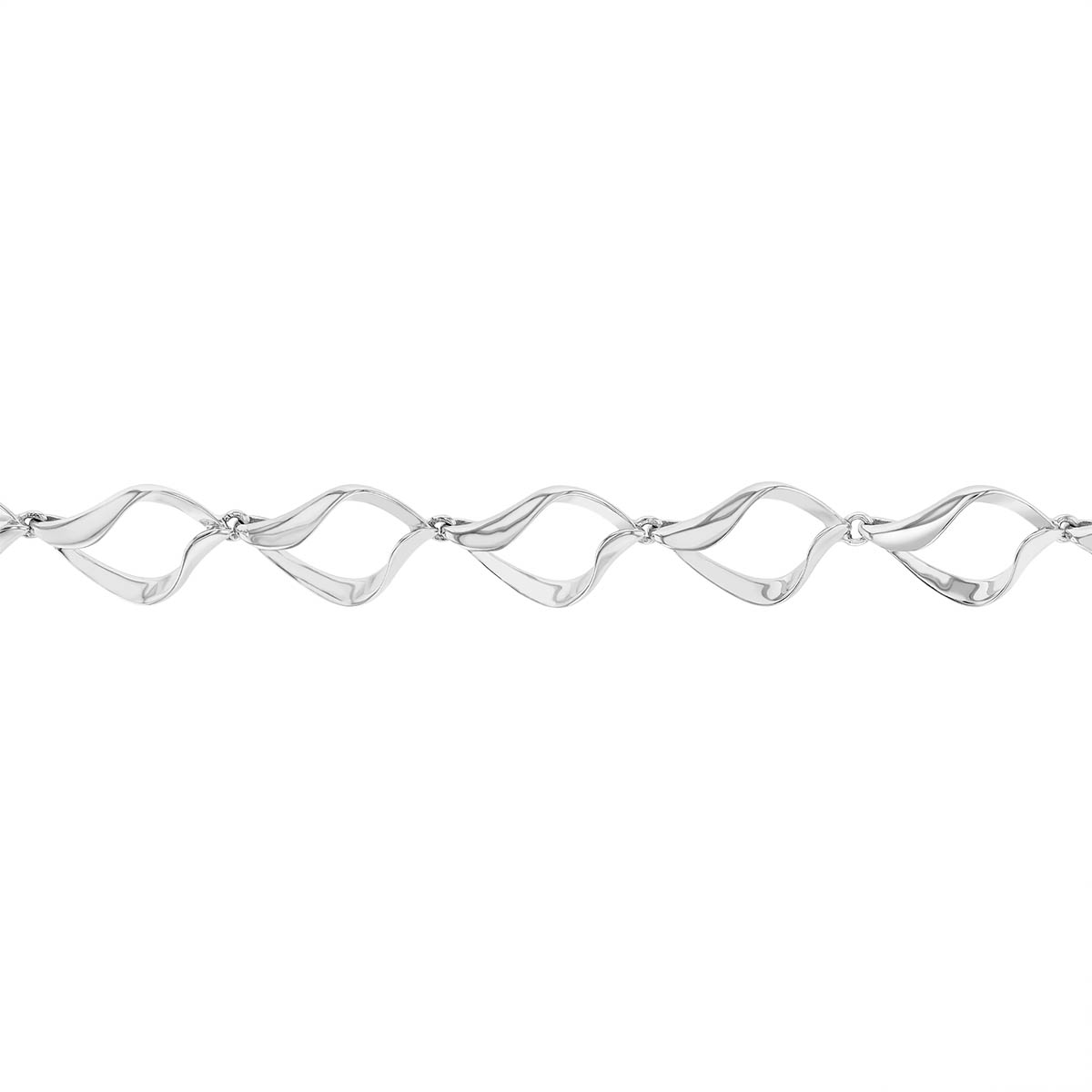 Sterling Silver Open Wave Link Bracelet, 8.5