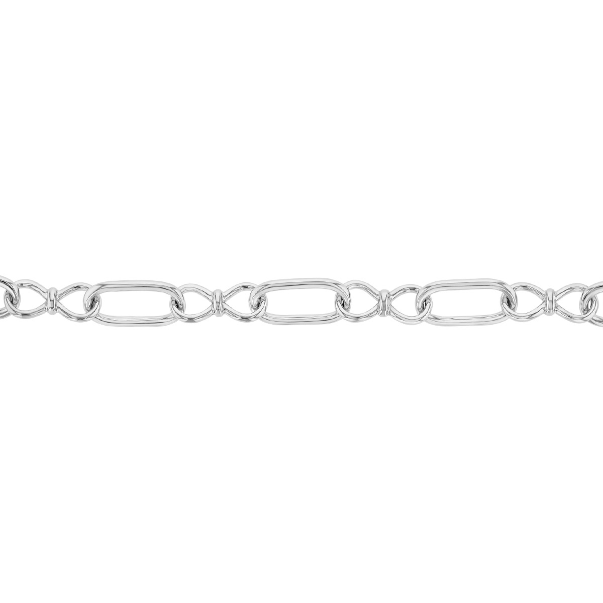 Sterling Silver Oval & Round Link Chain Bracelet, 8.5