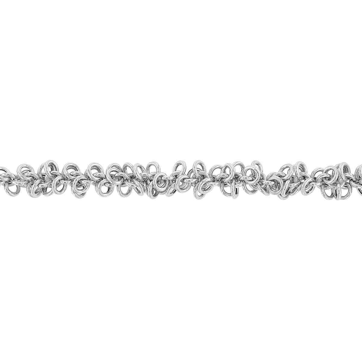 Sterling Silver Round Link Cluster Chain Bracelet, 7.5